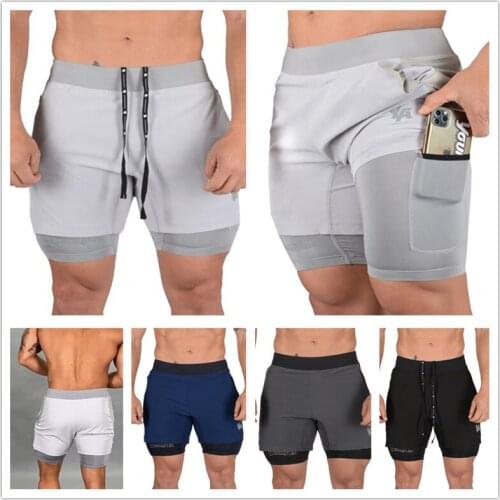 2020 Summer Running Shorts Men 2 In 1 Sports Jogging Fitness Shorts Training Quick Dry Mens Gym Men Shorts Sport Gym Short Pants
