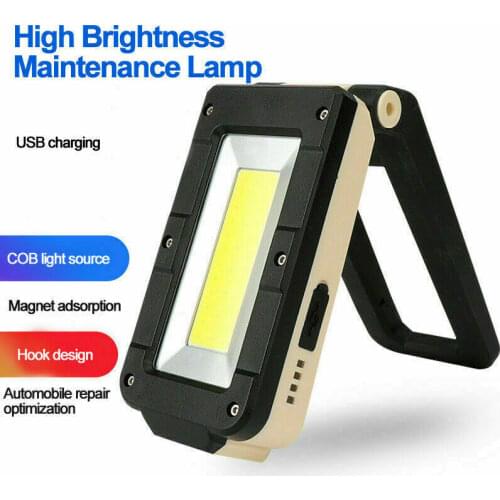 LED COB Work Light Managetic USB Rechargeable LED Flashlight for Car Repair 180Degree Adjustable Folding Camping Inspection Lamp
