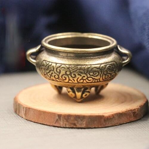 T Mini Brass Incense Burner Sandalwood Stick Incense Holder Small Flat-Bottom Incense Base Bakhoor Burners Home Buddist Decor