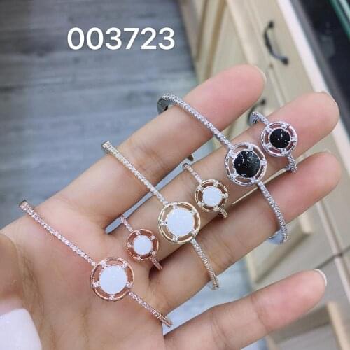 TIRIM 2020 NEW Trendy Circle Thin Bangle Ring for Women Drip Oil Zirconia Wedding Engage Bracelet Set Dubai Jewelry