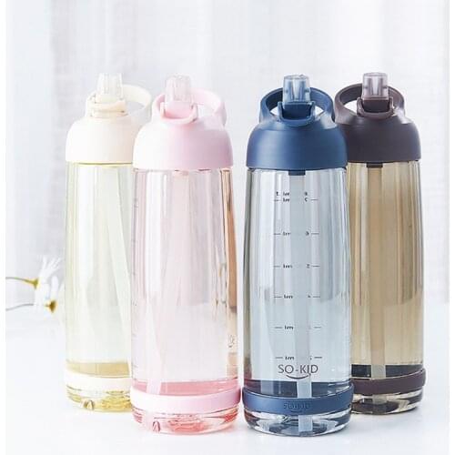 Outdoor Water Bottle with Straw Sports Bottles Leak Proof Eco-friendly Children School with Lid Hiking Camping Plastic BPA Free