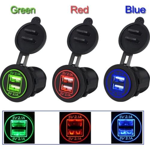 Universal Car Charger USB Vehicle DC12V-24V Waterproof Dual USB Charger 2 Port Power Socket 5V 3.1A/4.2A High Quality for RV etc