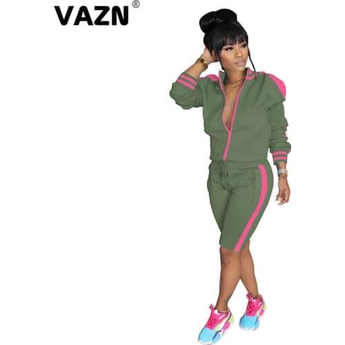 VAZN 2020 Hot High-end Regular Casual Daily Free Office Tracksuits Soft Young Full Sleeve Knee Length Slim Women 2 Piece Set