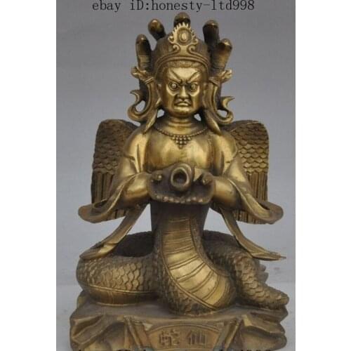 Zhmui8800283972+++11" china brass copper fengshui beast HebiSen Snake god Monster statue Sculpture