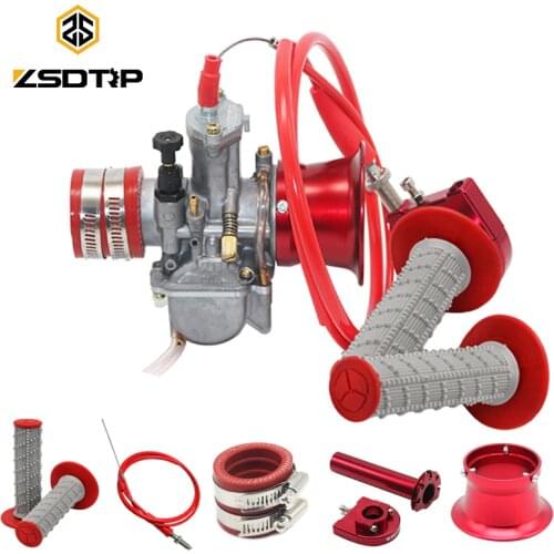ZSDTRP 21 24 26 28 30 32 34MM Motorcycle PWK Tuning Power Carburetor+Throttle grips+Cable+Hand Grips+Air Filter Cup+Adapter