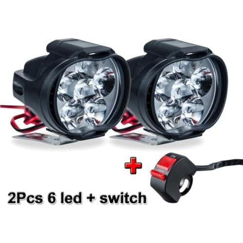 1/2Pc Motorcycles Headlight 1000LM White Super Bright 6 LED Working Spot Light Motorbike Fog Lamp 6500k LED Scooters Front Light