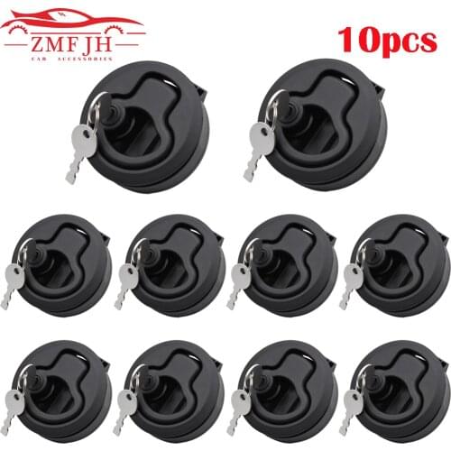 10pcs Plastic Black Round Flush Mount Hatch Slam Latch Hatch Flush Pull W Lock 1/2'' Door Deck For Boat Marine Splendid RV Yacht