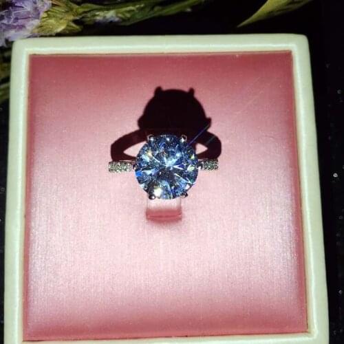 100% 925 Sterling Silver 8 Hearts and Arrows 6 Claw 4 Carat CZ Diamant Wedding Ring For Women Size 5 6 7 8 Hot Top Quality