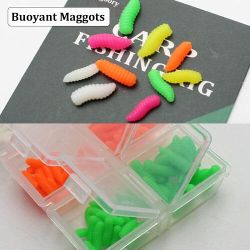 120pcs Carp Fishing Baits Buoyant Maggots Carp Worms For Method Feeder Pop Up Boilies Imitation Lure Hair Carp Rigs Accessories