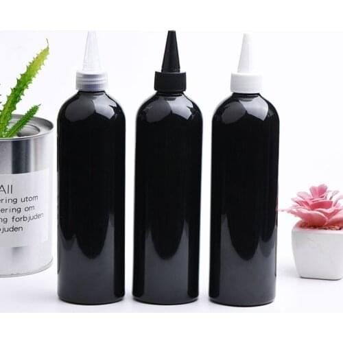 18pcs 400ml Empty Shampoo Cosmetic Oil Plastic Lotion Bottle Pointed Cap Refillable Perfume Container Black Bottle Screw Cap