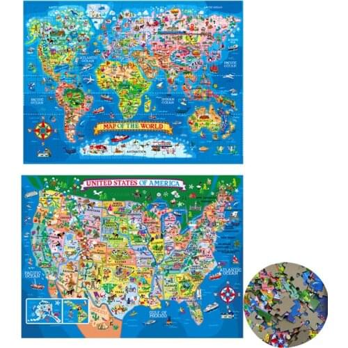 200pcs Jigsaw Puzzle United States World Map Paper Puzzles for Adults Children Decompression Game Kid Educational Gift Toys