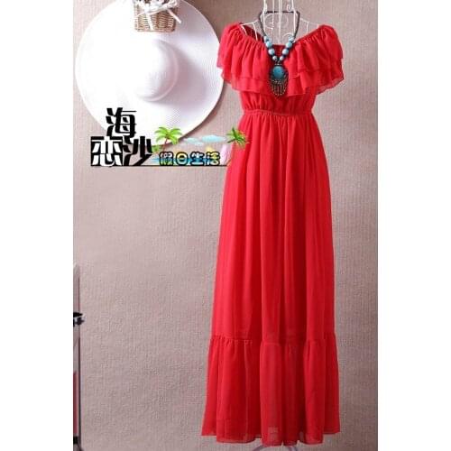 2021 Summer ruffle bohemia chiffon dress vestidos femininos tropical girl long dress plus size dress 3XL 4XL 5XL 6XL
