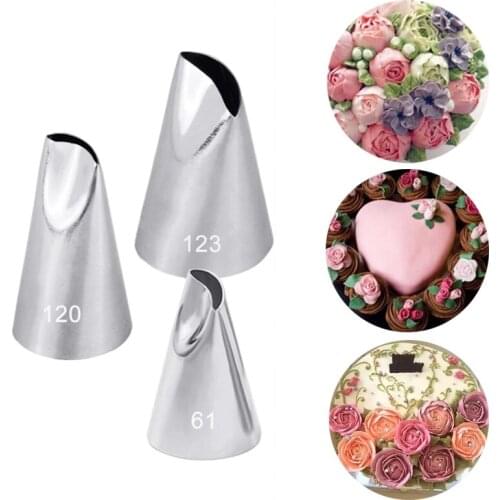 3Pcs Large Size Drop Flower Piping Tip Cream Nozzle Cake Cream Decoration Tip Cake Fondant Pastry Baking Decorating Tool #61#123
