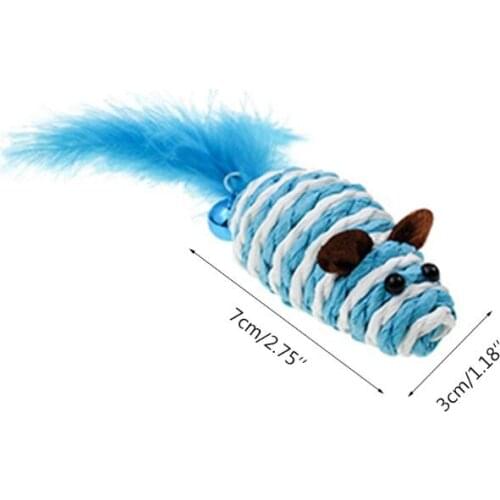 5 Pcs/Set Interactive Pet Cat Toys Cat Stick Wand Feather Bell Sisal Mouse Mice Fluffy Mice for Cat Kitten