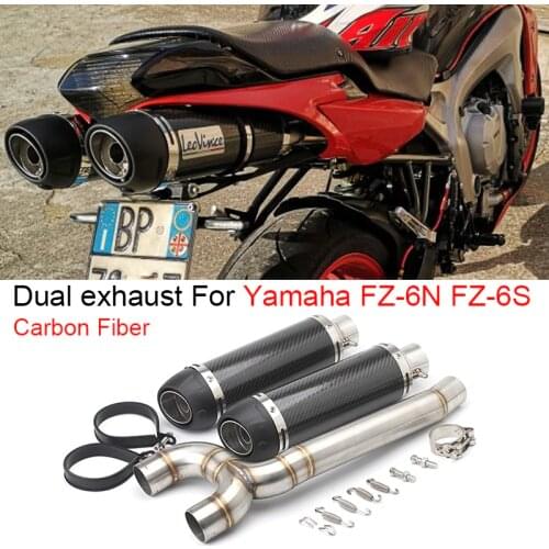 51mm Motorcycle Carbon Escape Moto Exhaust leo Elbow Middle Pipe Full System Slip On Racing For Yamaha FZ-6N FZ-6S FZ6 FZ6S FZ6N