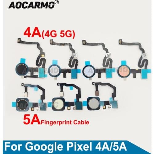Aocarmo For Google Pixel 4A 5A 4G 5G Home Button Sensor Touch ID Fingerprint Flex Cable Replacement Parts