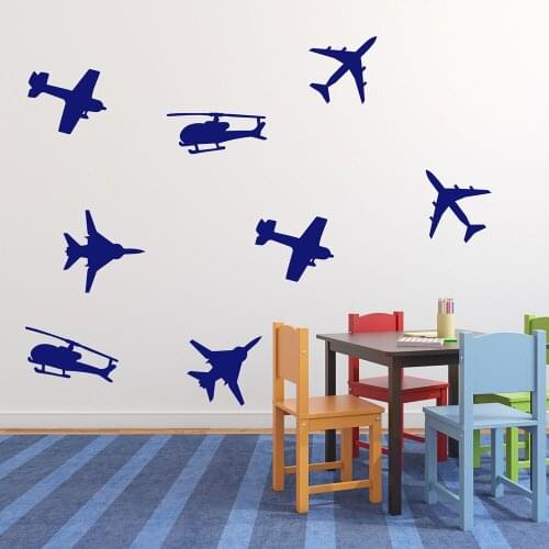 Aircraft Group Vinyl Wall Stickers Planes And Helicopters Creative Multipack Wall Sticker Art Decals Decor Boys Kids Room SA327