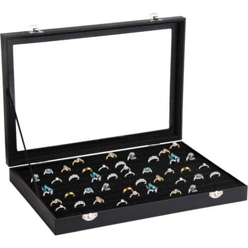 SZanbana Ring Case 100 Slots Ring Box Organizer Holder Jewelry Display Storage Collector Earring Showcase Ring Tray Gift