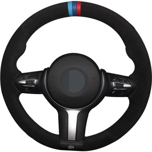 Car Steering Wheel Cover Hand-stitched Soft Black Suede For BMW F87 M2 F80 M3 F82 M4 M5 F12 F13 M6 F85 X5 M F86 X6 M F33 F30