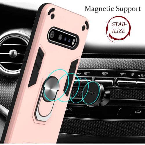 For LG V60 G8X V50S ThinQ Armor Shockproof Case Magnetic Ring Stand Hard PC Protective Back Cover for LG K30 K40 K50 K31 K51