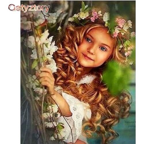 GATYZTORY Frame Little Girl DIY Painting By Numbers Acrylic Paint On Canvas Figure Painting Unique Gift For Living Room Decor