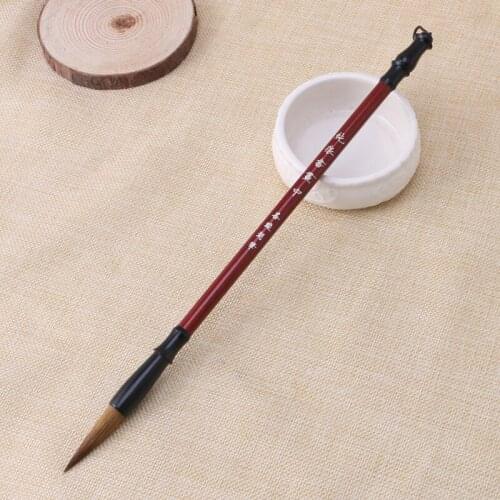 1PC Chinese Calligraphy Brushes Pen Wolf Hair Writing Brush Wooden Handle M5TE