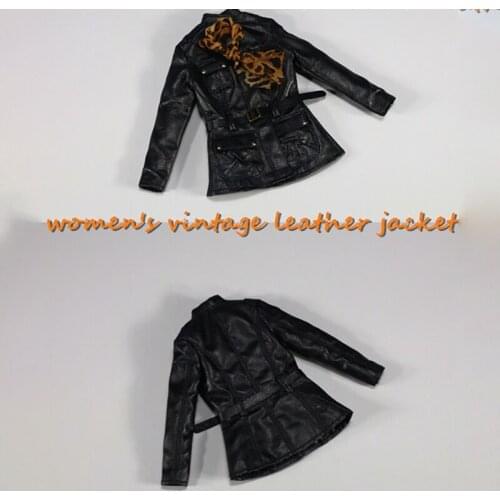 1/6 Scale Female Soldier Classic Top Leather Jacket Leather Jacket Womens Body Coat 12 Inch Action Figure Clothing Accessories
