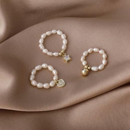 Summer Fruit Rings for Women Fashion Exquisite Orange Freshwater Pearl Ring Elastic Adjustable Jewelry Sweet Accessories Gift