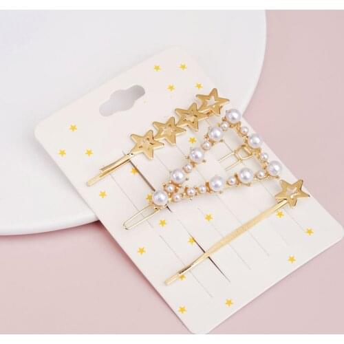3PCS Hair Clip Set Lovely Pearl Hair Barrette Hair Styling Pin Set Korean Simulated Pearl Gold Hair Clip Hairgrips Girls Jewelry
