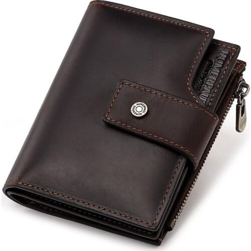 Retro Multi-card Ziper RFID Mens Style Wallet Genuine Leather Wallets Luxury Business Holders Men Fashion Wallets Coin purse