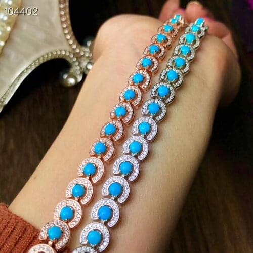 Best Gift Natural and Real Turquoise Bracelet 925 sterling silver Fine jewelry Natural And Real Fashion Turquoise Bracelet