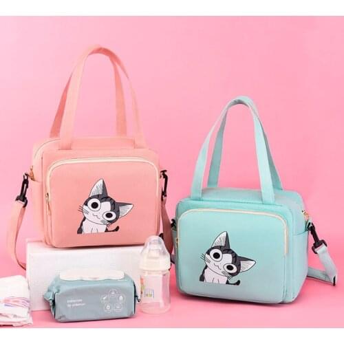 Small Size Large Capacity Baby Nappy Womens Maternity Bag Solid color Printed Cat Mom Diaper Bags For Babies Mothers Backpack