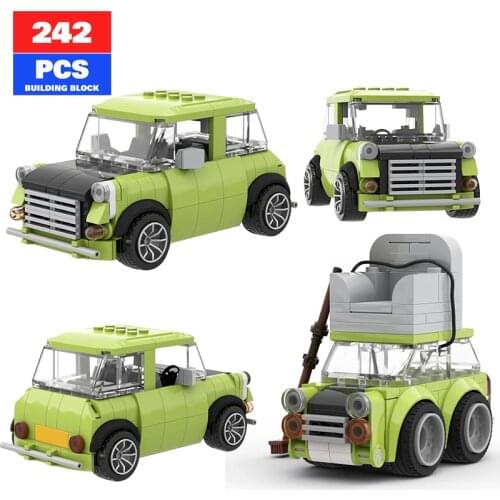 MOC Technical car Mr Beans Sports Racing Car Mini Building Blocks Speed Champion bricks Model Set Toys for education toys