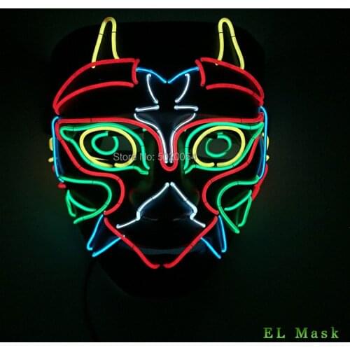 DC-3V Driver Steady On Novelty Light Up Glowing Mask EL Cold Light Mask Mask Gift For Glowing Party Halloween Xmas Masque Party