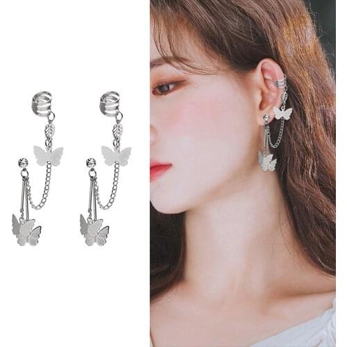 New Fashion Butterfly Jewelry Drop Metal Clip Earrings Elegant Ear Cuff Earring for Women Girls Earcuffs No Piercing Wholesale