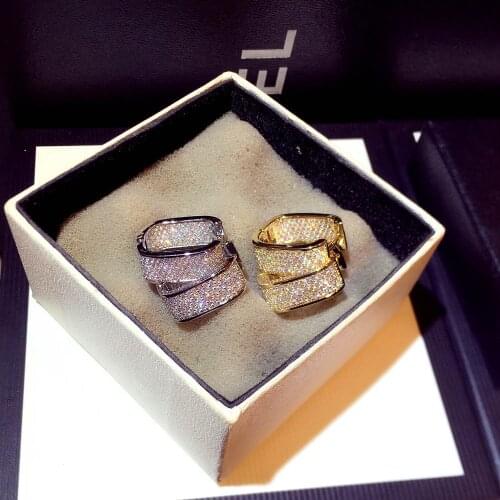 New Women Stud Earrings Full Shiny Rhinestones Geometric Earring High Quality Fashion Accessories Super Hot Trendy Jewelry