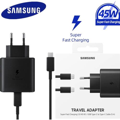 Original 45W Samsung S20 Super Fast Charger Adaptive quick charge type C to type-c cable for galaxy s10 a50 a51 s8 note 10 9 8