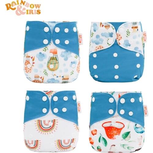 Rainbow&Iris High Quality Adjustable Waterproof Baby Reusable Cloth Diaper Fit 3-15 Kg 4Pcs/Pack