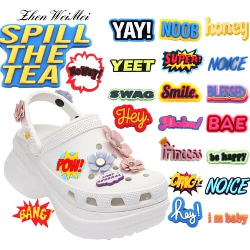 Shoe Charms Shoe Accessories Decorations Accessories YAY HEY BANG POW NOICE NO WAY YEET Shoe Decoration Jibz Party Gifts