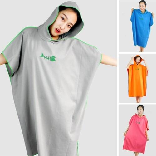 Beach Changing Towel Quick-Dry Surf Poncho Robe with Hooded Wetsuit Surfing Swimming Towel Robe for Unisex Women Men