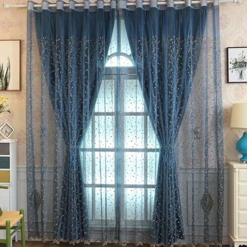 Portable Excellent Long Decorative Tulle Curtain Polyester Tulle Curtain Fine Workmanship for Bedroom