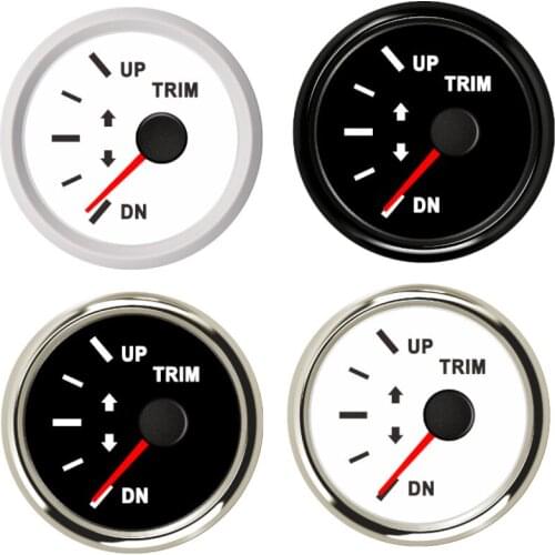 52mm Marine Boat Trim Gauge UP-DN 0-190ohm 167-10ohm Fit for Car motorcycle instrument With Red Backlight 12V 24V