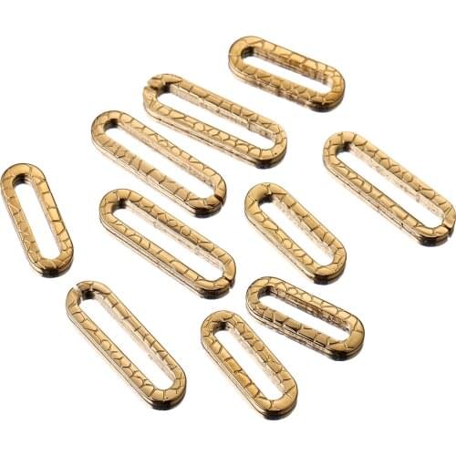 20pcs Lot Gold Stainless Steel Oval Charms Embossing Earrings Findings DIY Jewelry Making Supplies Bracelet Connectors Wholesale