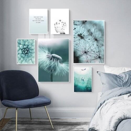 Blue Dandelion Poster LandscapeNordic Style Fashion Quotes Wall Art Print Canvas Painting Modern Picture Room Home Decoration