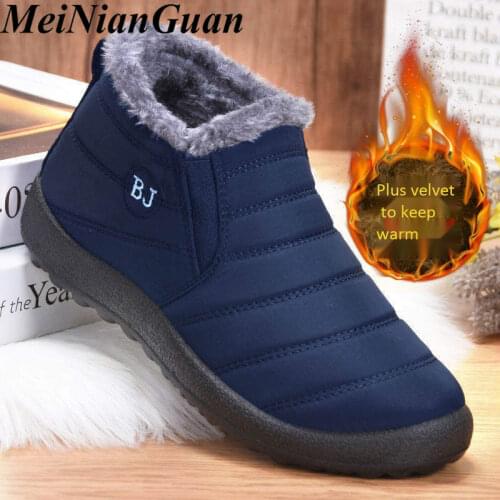 Light Soft Mens Boots Faux Fur Men Winter Shoes Plus Size Platforms Waterproof Boots for Men Slip on Comfort Warm Shoes 2021 A3