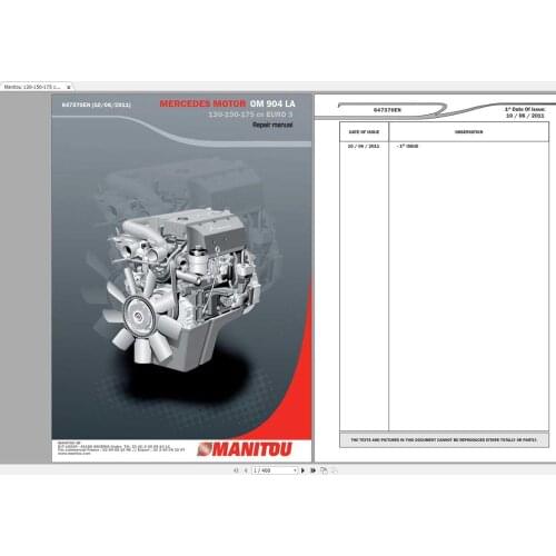 Manitou MRT, MC Series 2020 Telehandlers & Forklift 6.12GB PDF Service and Parts Manual DVD