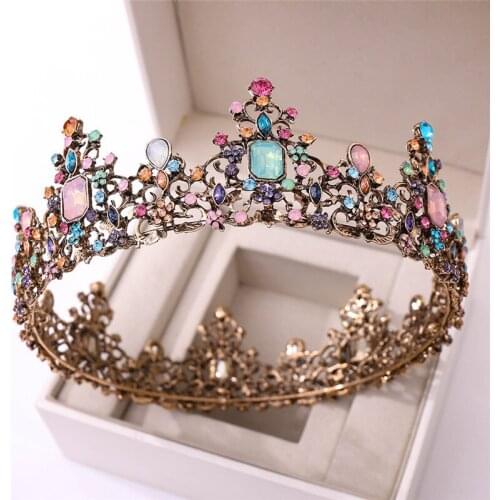 Vintage Crystal Baroque Diadem Rhinestone Bridal Crowns And Tiaras Headband For Wedding Party Prom Pageant Hair Accessories
