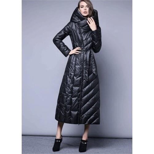High Quality Womens White Duck Down Jacket Fashion Winter Coat Padded Women Long Parkas Warm Ladies Coats Casacos WXF327