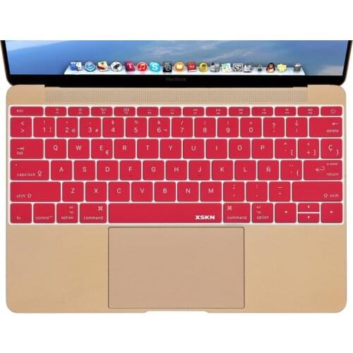XSKN Top Quality Silicone Laptop Keyboard Protector, Hot Red Spanish Keyboard Cover Skin for MacBook 12 inch, US Layout