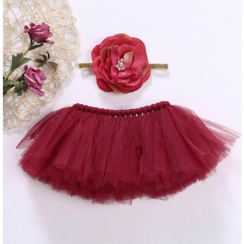 Newborn Tutu Skirt Toddler Baby Headdress Flower Girls Photography Prop Outfits